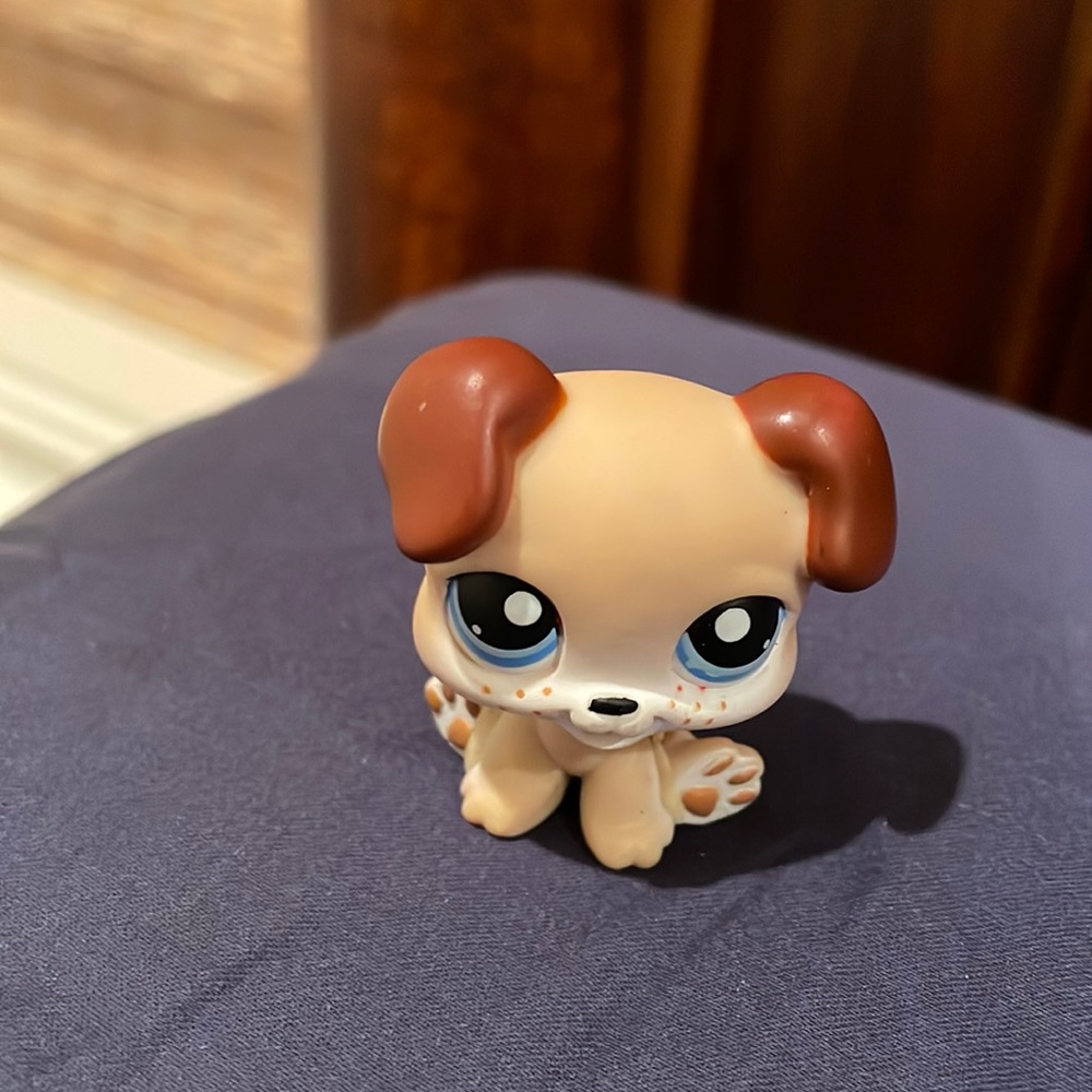 Littlest Pet Shop Authentic Baby Puppy Boxer #143 Blue Eyes Sitting Dog